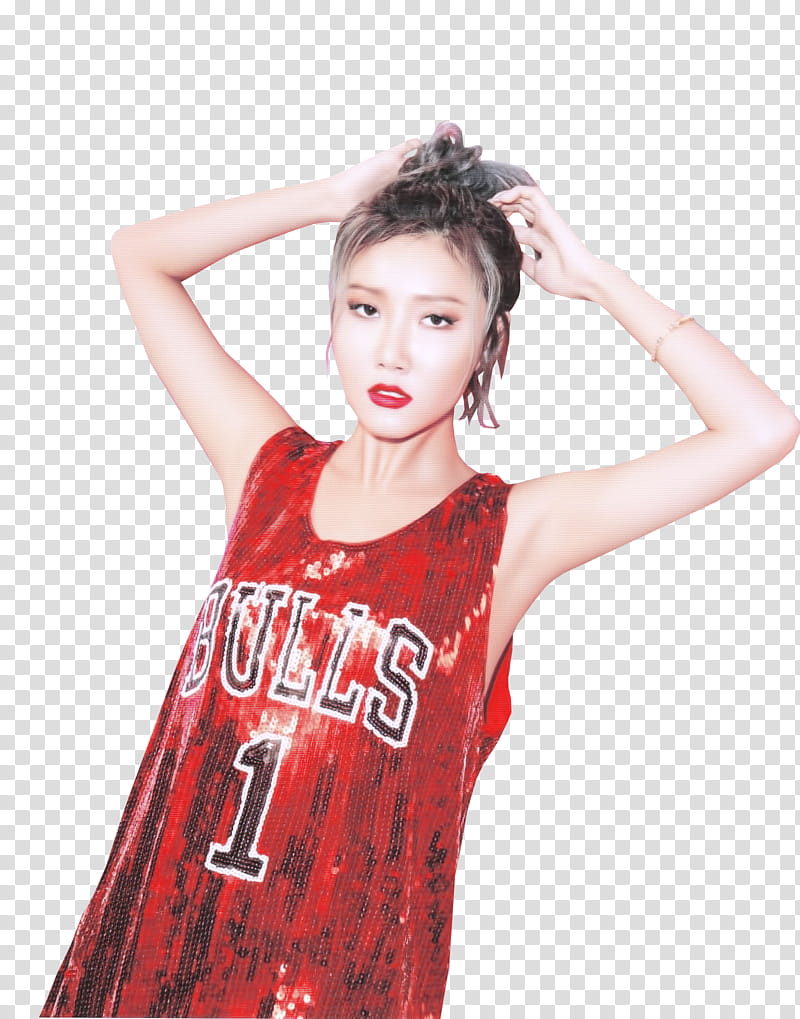 woman in red Chicago Bulls jersey transparent background PNG clipart
