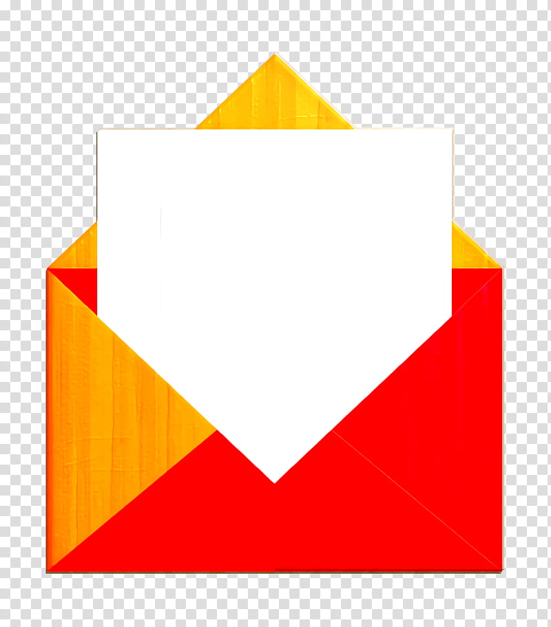 Business and Office icon Email icon Mail icon, Yellow, Orange, Line, Paper, Paper Product, Envelope, Triangle transparent background PNG clipart