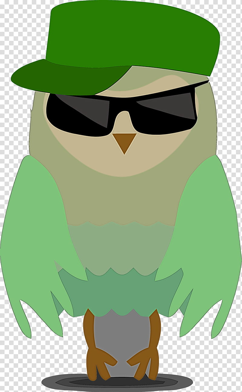 Glasses, Cartoon Owl, Cute Owl, Green, Bird Of Prey, Headgear, Hat, Toad transparent background PNG clipart