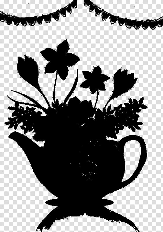 Black And White Flower, Cat, Visual Arts, Black White M, Silhouette, Character, Leaf, Plants transparent background PNG clipart