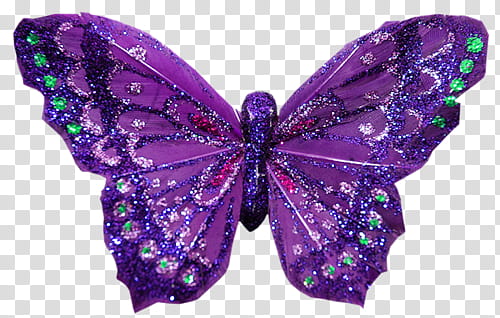 purple glittered butterfly decor transparent background PNG clipart