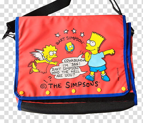 orange, yellow and black The Simpsons Bart Simpson crossbody bag transparent background PNG clipart