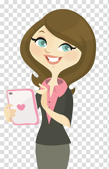 Creative Doll PSD, smiling woman holding white and pink card transparent background PNG clipart