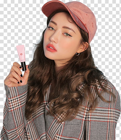 Park Sora Model STYLENANDA, woman wearing red cap transparent background PNG clipart