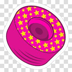 pink and yellow star-printed roller blade wheel transparent background PNG clipart