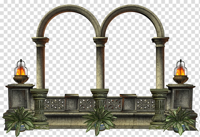medieval structure , double arch and balustrade transparent background PNG clipart