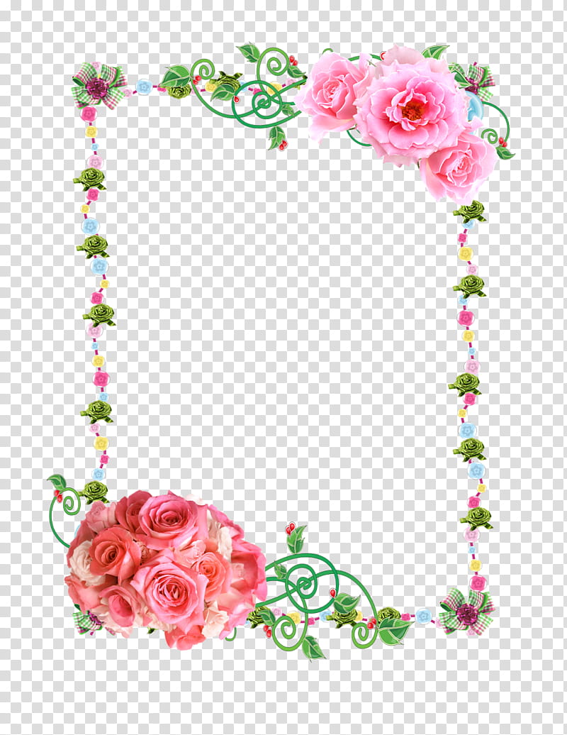 Frame With Roses Pink Flowers Border Graphics Transparent