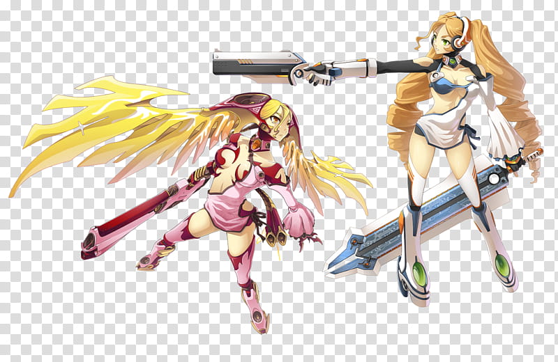 CIMERA x NOMAD design MOD, two female anime characters with weapons transparent background PNG clipart