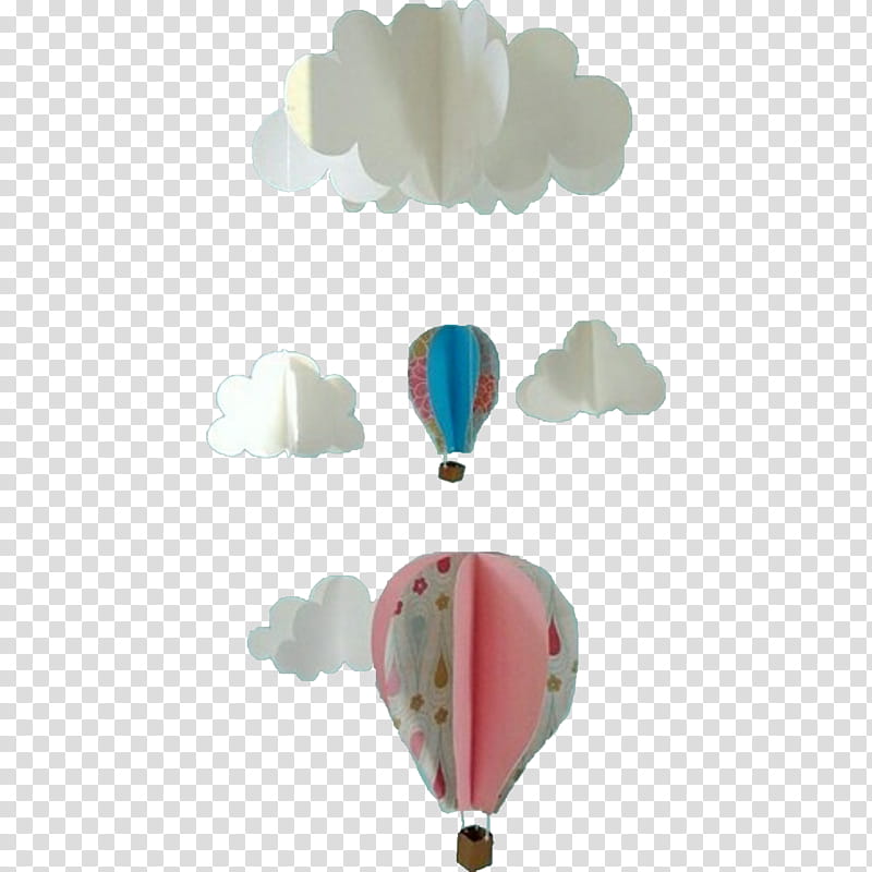 Cloudy Day Nubes, pink and blue hot air balloons transparent background PNG clipart