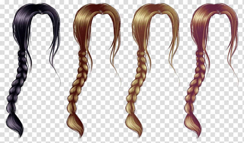Hair, four blonde and black braided hairs illustration transparent background PNG clipart