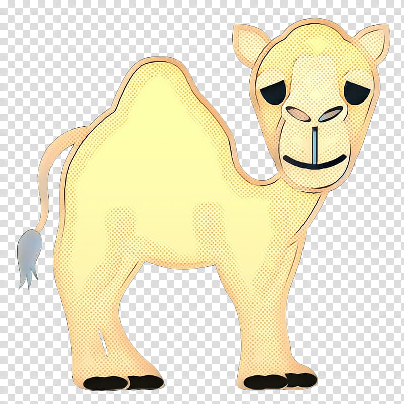 camel camelid cartoon animal figure yellow, Pop Art, Retro, Vintage, Live, Fawn, Arabian Camel transparent background PNG clipart