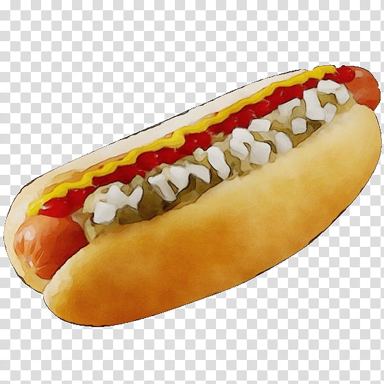 fast food hot dog bun sausage bun dodger dog hot dog, Watercolor, Paint, Wet Ink, Chili Dog, Chicagostyle Hot Dog, Junk Food, Mouth transparent background PNG clipart