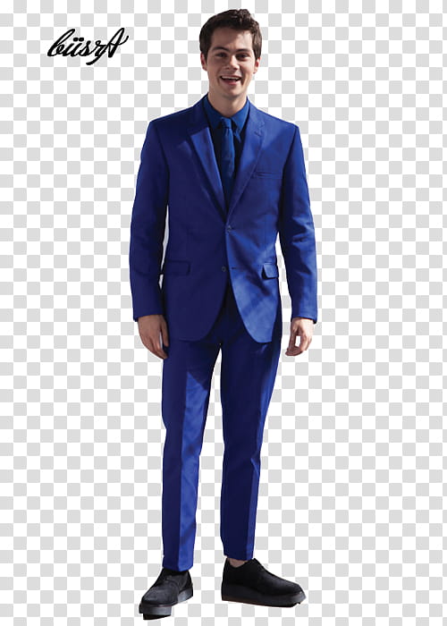 Dylan O Brien, smiling man wearing blue suit transparent background PNG clipart