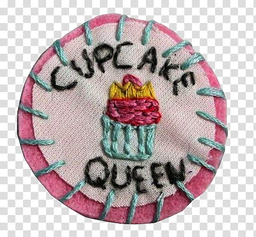, pink and white cupcake queen patch transparent background PNG clipart