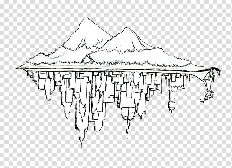 Drawing Line Art, Floating Island, Silhouette, , Architecture, Hut, Roof, Rectangle transparent background PNG clipart
