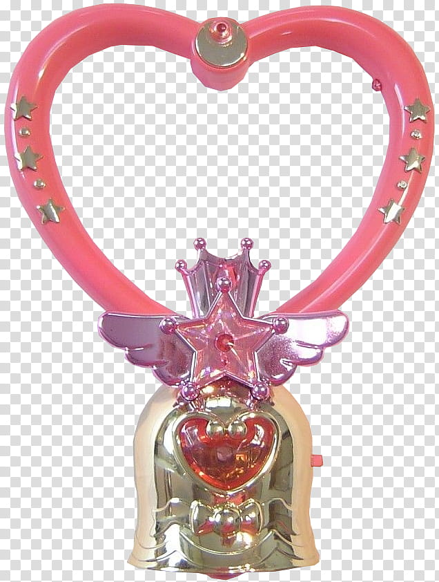x, pink and brass-colored heart bell transparent background PNG clipart