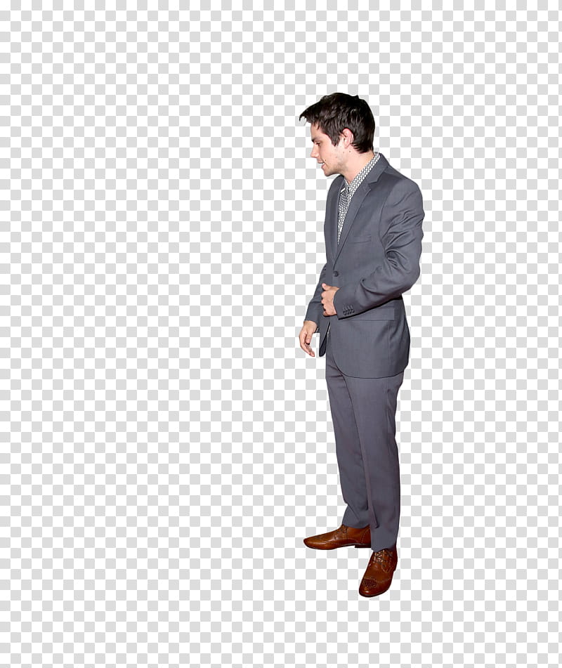 Dylan O brien , man wearing gray suit transparent background PNG clipart