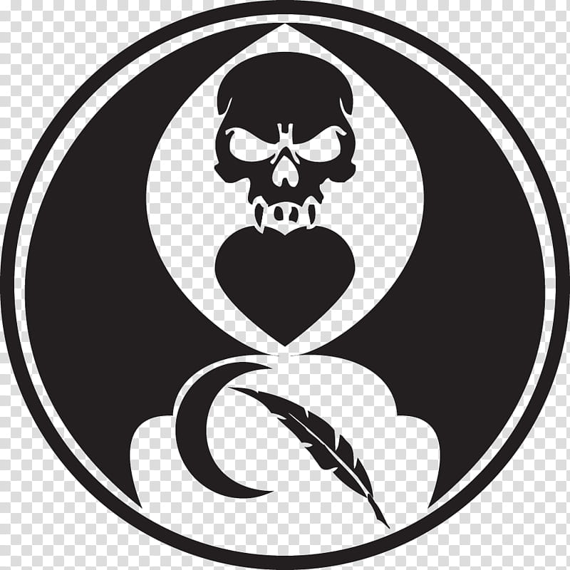 Lovely Evil Symbol, black and white skull logo transparent background PNG clipart