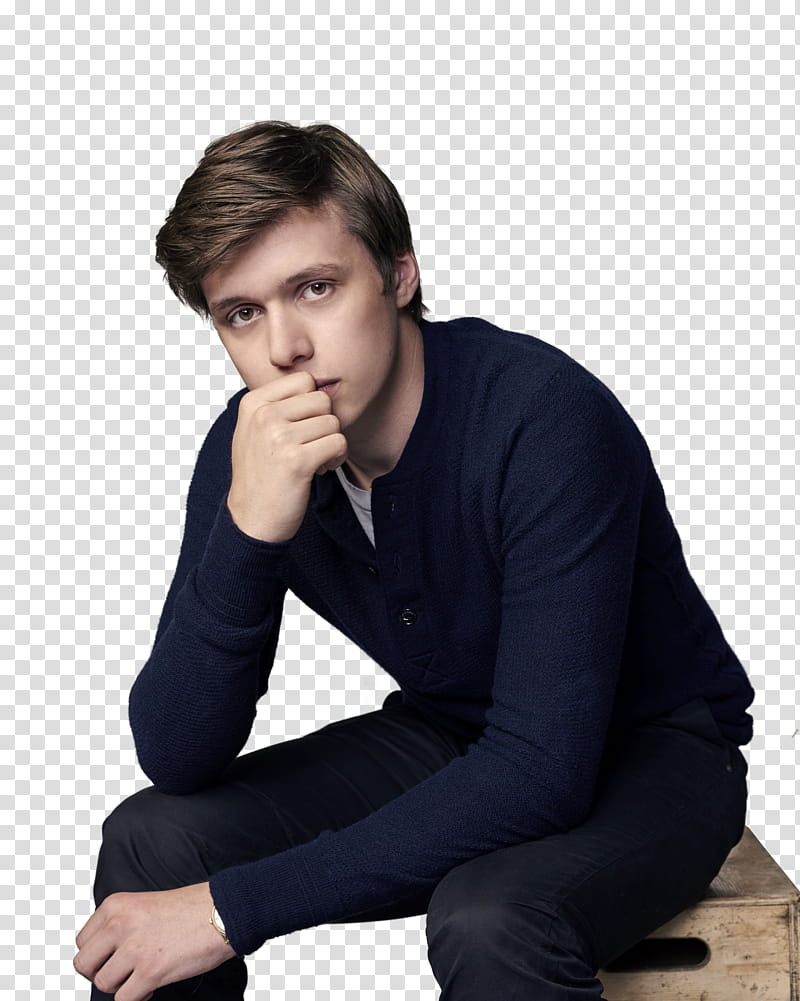 Nick Robinson, man in blue long-sleeved shirt transparent background PNG clipart