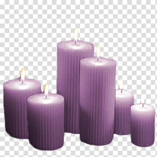 Velas Estilo Vintage, six lighted purple pillar candles illustration transparent background PNG clipart
