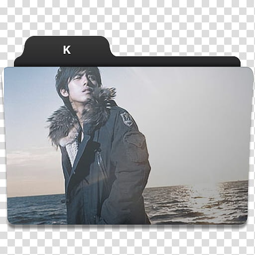Music Folder , man wearing black zip-up fur hooded jacket near body of water folder transparent background PNG clipart