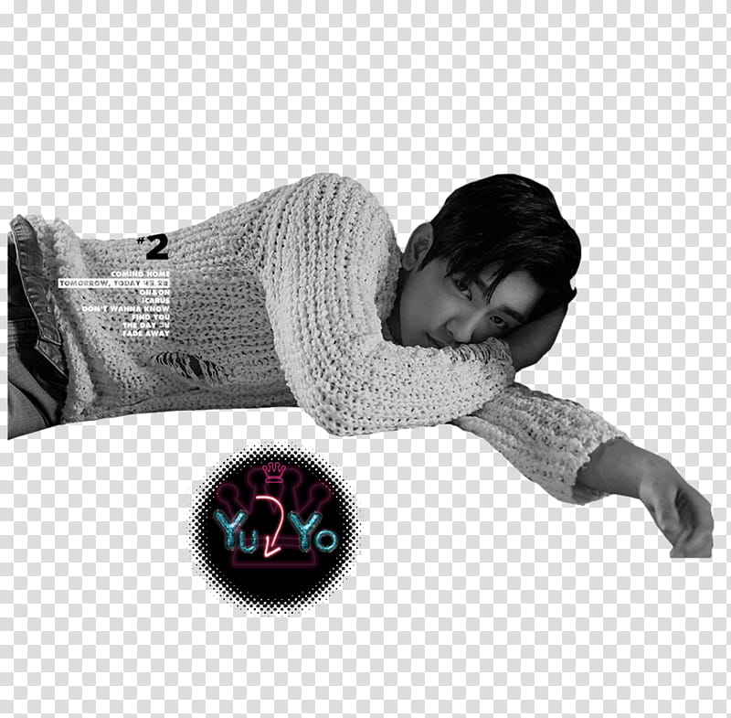 GOT JJPROJECT, grayscale of man lying transparent background PNG clipart