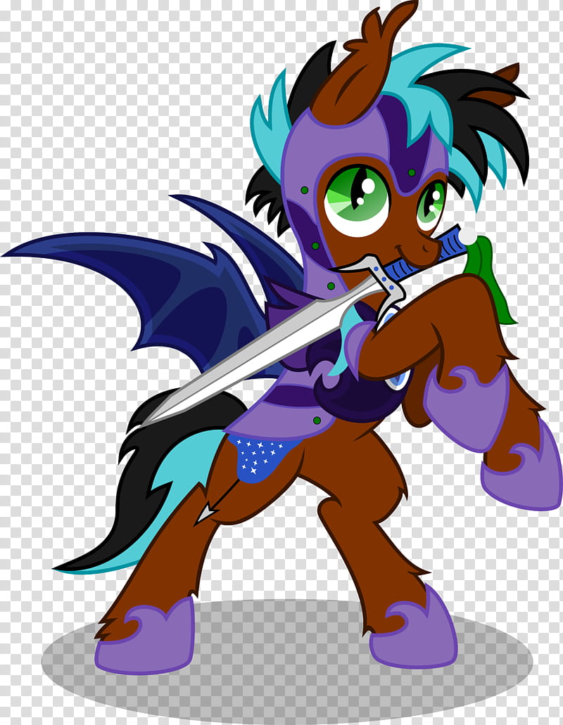 Night Arrow Luna Royal Guard, brown and purple pony with knife illustration transparent background PNG clipart