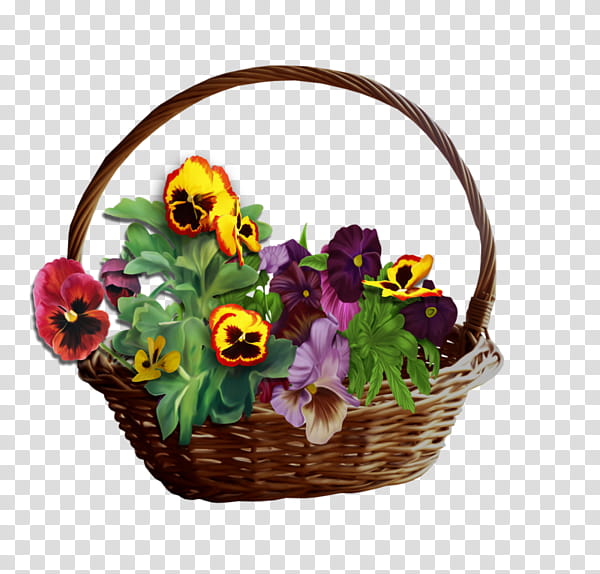Floral Flower, Pansy, Food Gift Baskets, Cut Flowers, Floral Design, Flower Bouquet, Purple, Basket Of Flowers transparent background PNG clipart