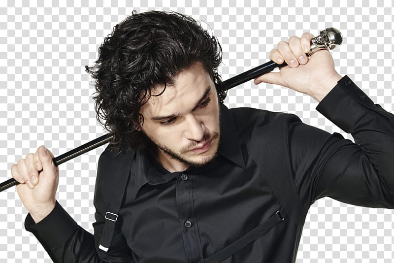 KIT HARINGTON, man holding black rod transparent background PNG clipart