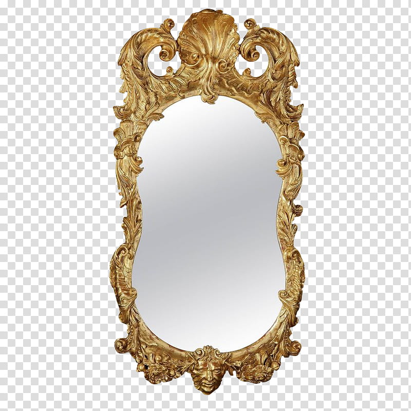 , oval mirror with brown wooden frame transparent background PNG clipart