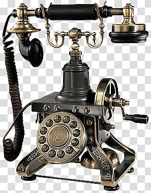 Dark Temper, brass-colored and black rotary phone transparent background PNG clipart