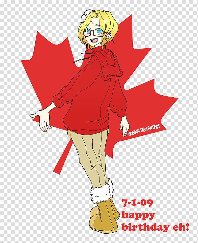 birthday eh, yellow-haired girl in red hoodie cartoon character transparent background PNG clipart