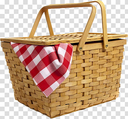 Spring, brown woven picnic basket transparent background PNG clipart