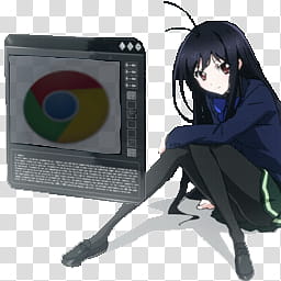 Accel World Browser Icons Win  tiles, , Google Chrome logo and black haired woman anime transparent background PNG clipart