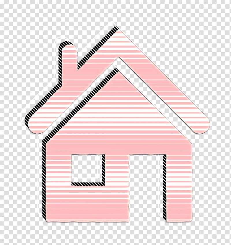 Home icon, Pink, House, Line, Real Estate, Cottage, Roof, Facade ...
