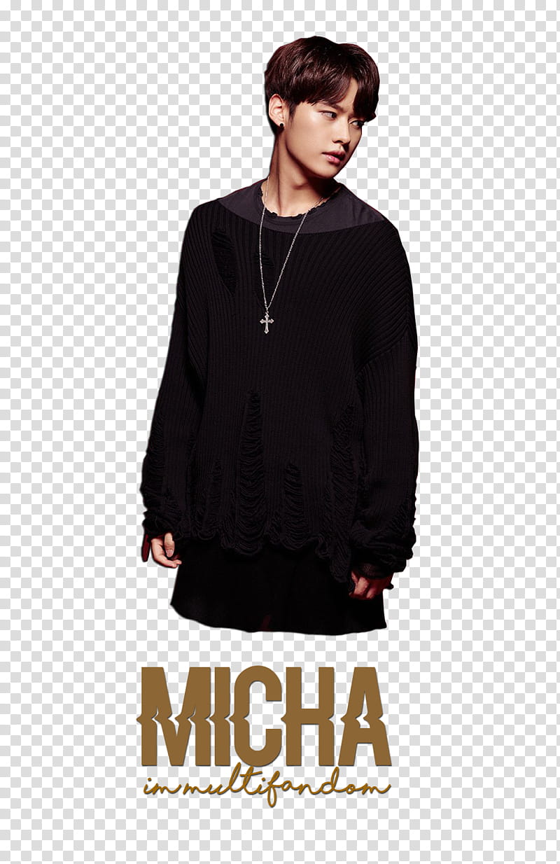 Stray Kids Ver MIXTAPE, man in black crew-neck long-sleeved shirt wearing necklace transparent background PNG clipart