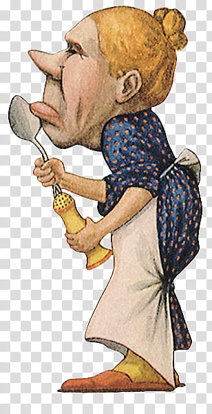 Alice in Wonderland s, woman holding ladle illustration transparent background PNG clipart