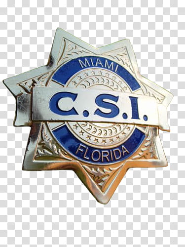 Forensics Tv Shows Brushs, silver Miami Florida C.S.I emblem transparent background PNG clipart
