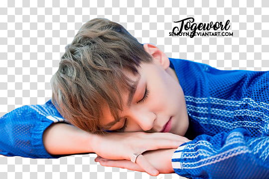 SEVENTEEN CLAP ERA, sleeping man while rest his head on his hand transparent background PNG clipart