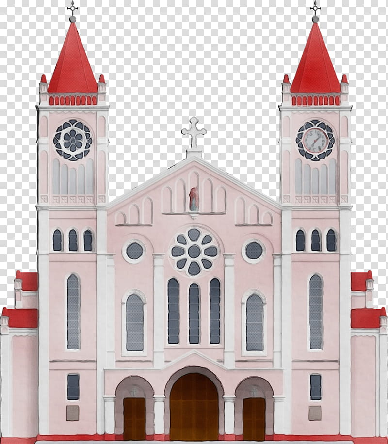 landmark medieval architecture red parish architecture, Watercolor, Paint, Wet Ink, Classical Architecture, Place Of Worship, Building, Church transparent background PNG clipart