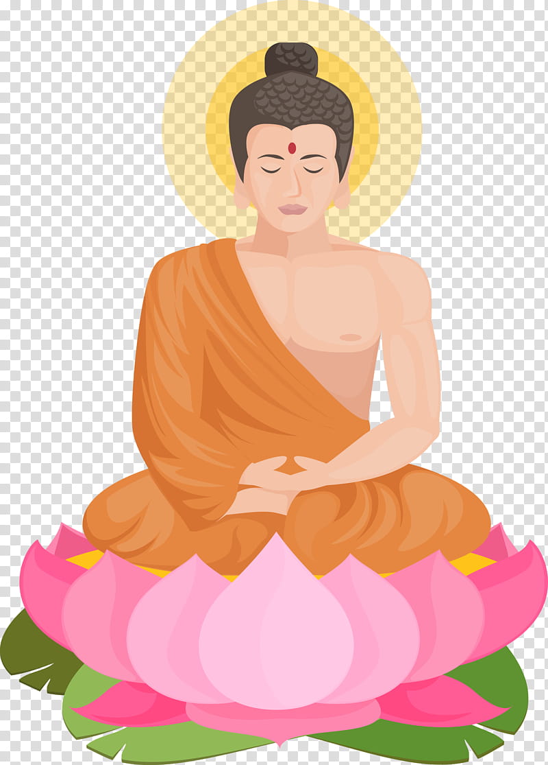 Bodhi Lotus Lotus, Meditation, Sitting, Kneeling, Peach transparent background PNG clipart