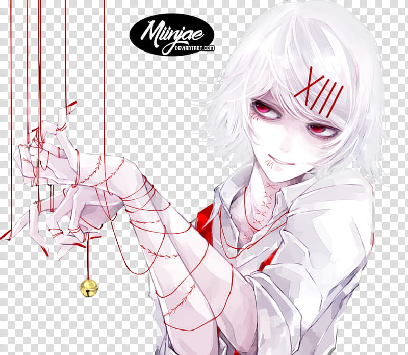 Render: Suzuya Juuzou (Tokyo Ghoul), animated girl wearing white and red blouse transparent background PNG clipart