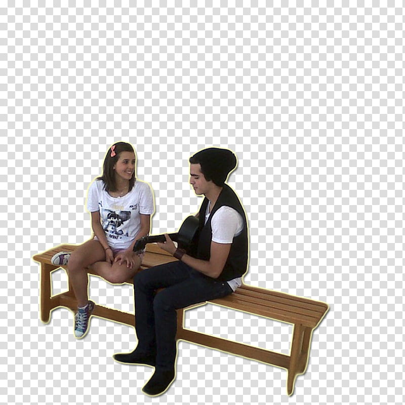 Mis XV, man playing guitar in front of girl who seats of bench transparent background PNG clipart