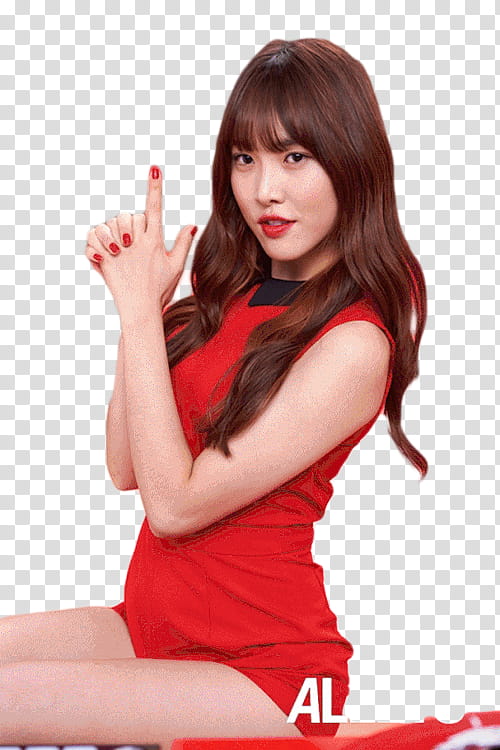 Yuju GFriend Clinique, woman wearing red and black sleeveless blouse transparent background PNG clipart