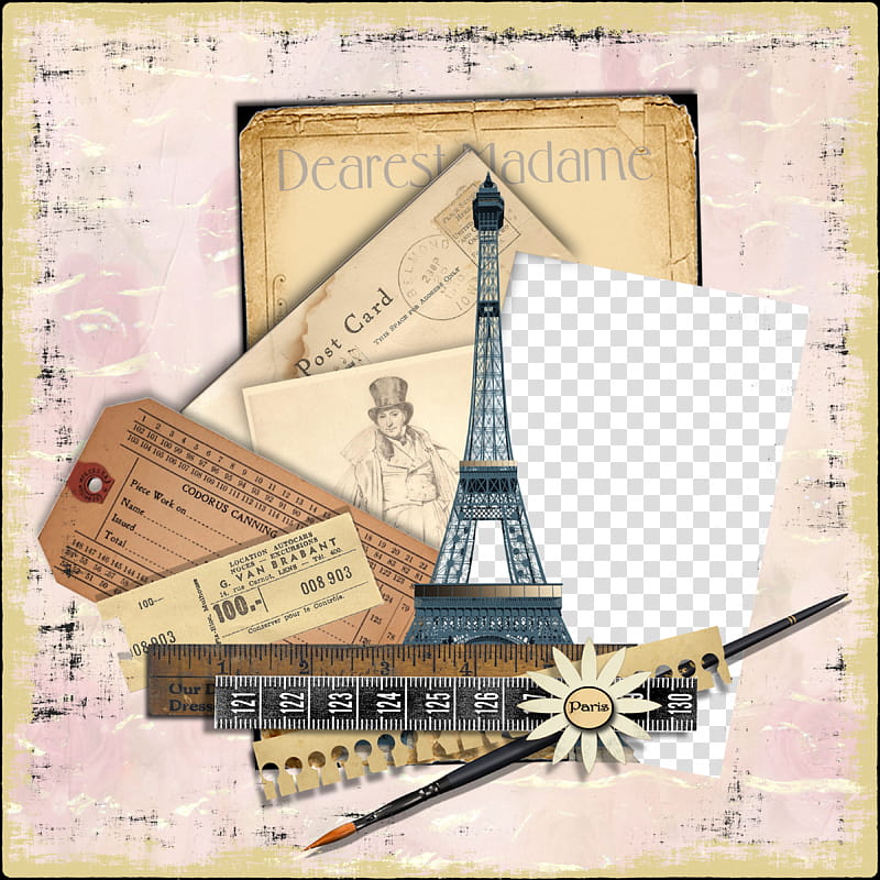 Quick Page Paris Collection Kit , Dearest Madame and Eiffel Tower transparent background PNG clipart