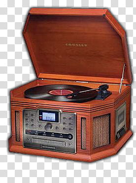 Retro , brown Crosley turntable transparent background PNG clipart