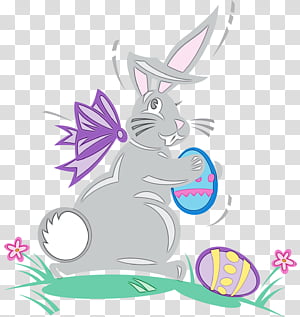 Easter bunny, Watercolor, Paint, Wet Ink,  Cartoon, Rabbit, Rabbits And Hares, Tail transparent background PNG clipart thumbnail
