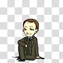 BBC Sherlock Mycroft, man sitting on black surface artwork transparent background PNG clipart