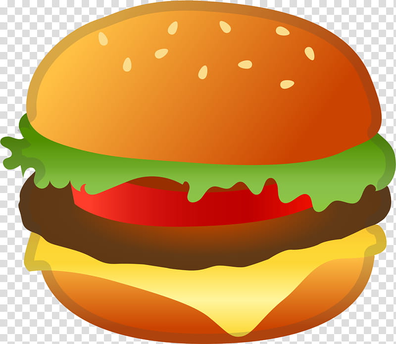 Junk Food, Hamburger, Cheeseburger, Emoji, Bun, American Cuisine, Google, Mobile Phones transparent background PNG clipart