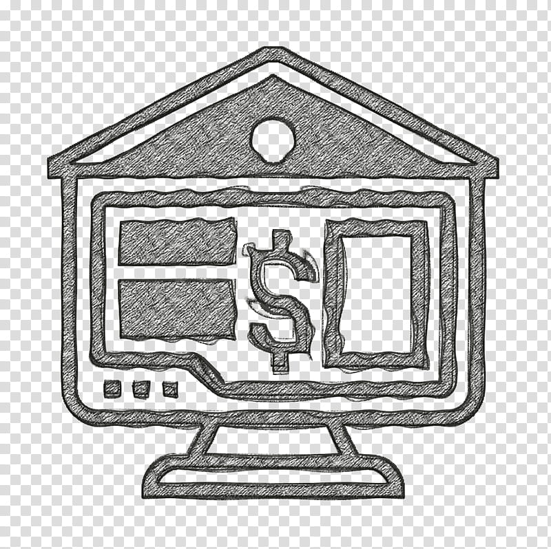 Online banking icon Bank online icon Digital Banking icon, House, Line Art, Home transparent background PNG clipart